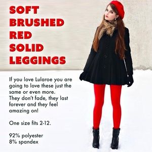 Leggings ~ Soft brushed Solid Red